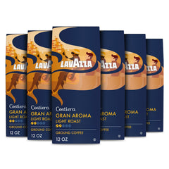 Lavazza Costiera Gran Aroma pack shot showing six 12oz bags for drip brewers