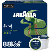 Lavazza Decaf K-Cup pods in a box front showing convenient single-serve use