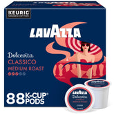 Lavazza Dolcevita Classico 88-count box highlights convenient single-serve packaging for busy mornings