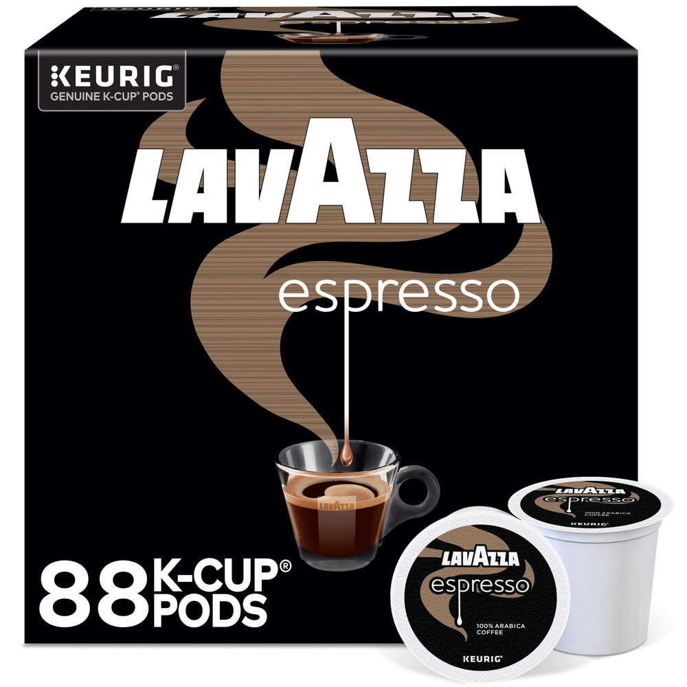 Lavazza espresso pods front packaging 88-count box showing authentic Italian flavor.