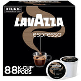 Lavazza espresso pods front packaging 88-count box showing authentic Italian flavor.