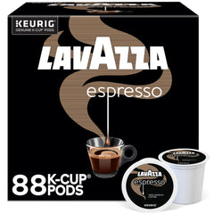Lavazza espresso pods front packaging 88-count box showing authentic Italian flavor.