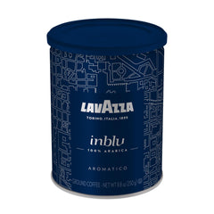 Lavazza in Blu espresso ground coffee can—rich aroma for authentic espresso at home.