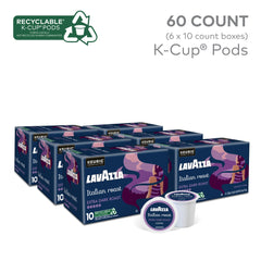 Lavazza Italian Roast box packaging showing six-pack display