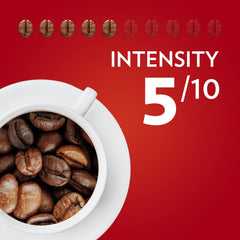 Lavazza Qualità Rossa Arabica and Robusta blend with chocolate aroma notes.