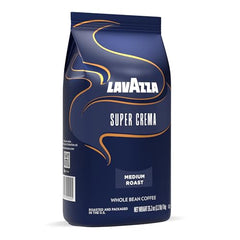 Lavazza Super Crema bean closeup aroma emphasizes nutty sweetness ideal for home brewing.
