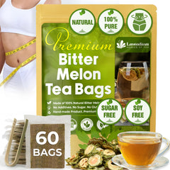 Lavendium packaging for Bitter Melon tea bags showcases eco-friendly design for conscious shoppers.