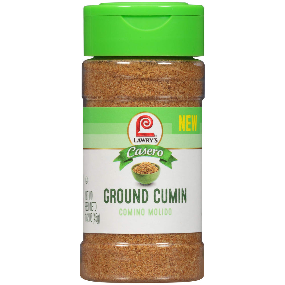 Lawry's Casero Ground Cumin tin close-up highlighting warm aroma for Latin dishes