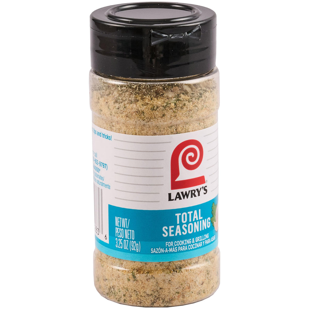 Lawry's Casero Total Seasoning jar close-up for authentic Latin flavor.