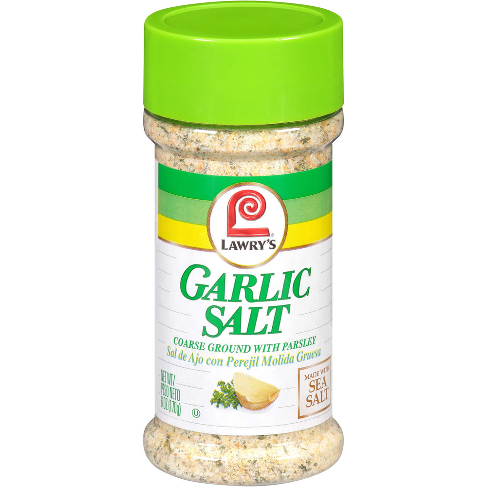 Lawry's coarse-ground parsley garlic salt bottle ready for everyday seasoning.