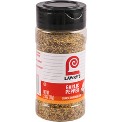 Lawry's Garlic Pepper Coarse Ground bottle view for grilling flavor