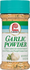 Lawry's Garlic Powder Coarse Ground measured with spoon for precise seasoning.