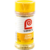 Lawry's Lemon Pepper bottle boosts poultry and vegetables with bright citrus aroma