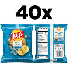 Lay's Salt & Vinegar chip closeup highlighting crisp texture for snacking.