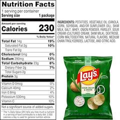 Lay's Sour Cream & Onion packaging shot, perfect for family snacks.