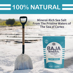 Pouring Le Marinier Baja Sea Salt delivers quick, even distribution for cooking.