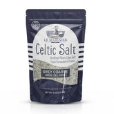 Le Marinier Celtic Salt Grey Coarse bottle highlighting mineral-rich flavor for finishing dishes
