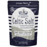 Le Marinier dry grey coarse sea salt crystals ideal for grinder finishing.