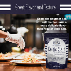 Le Marinier Fleur de Sel finishing salt on a prepared dish