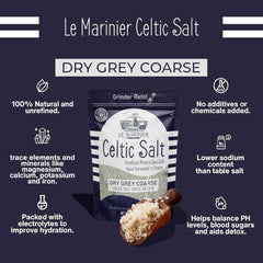 Le Marinier grinder refill-ready salt crystals for kitchen use.