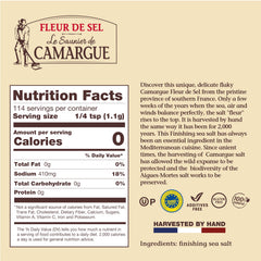 Le Saunier De Camargue Fleur de Sel salt crystals close-up for premium finishing flavor.