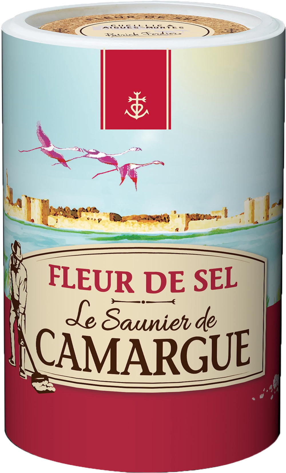 Le Saunier De Camargue fleur de sel in a plastic tub, ideal for finishing salt.