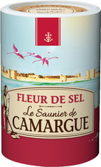Le Saunier De Camargue fleur de sel in a plastic tub, ideal for finishing salt.
