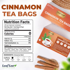 LeafLea cinnamon tea bag closeup emphasizing natural aroma and spice