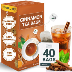 LeafLea cinnamon tea bag packaging highlighting sustainable, gift-ready presentation