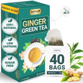 LeafLea Ginger Green Tea bags in individual sachets for warming flavor