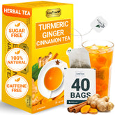 LeafLea turmeric ginger cinnamon tea bags for a fragrant, comforting brew.