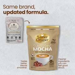 Leaner Creamer coconut oil-based creamer cup adds creamy texture to hot beverages.