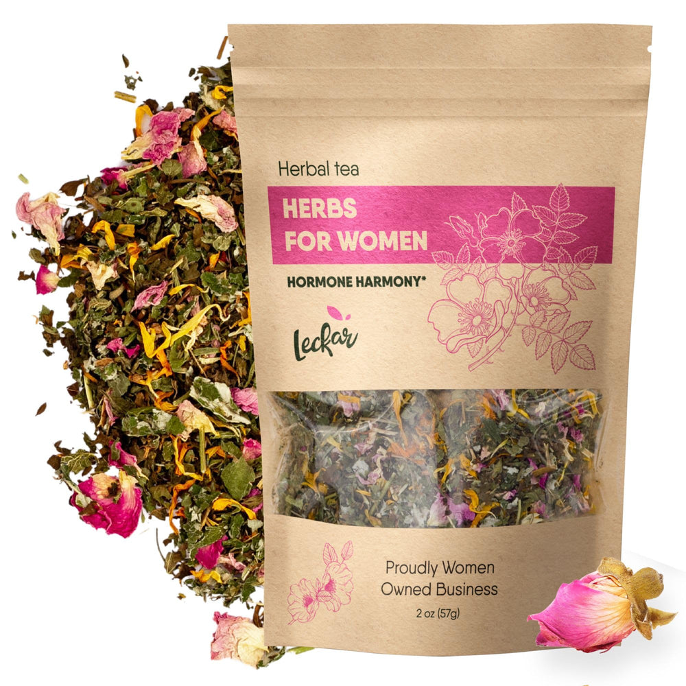 Leckar Raw Herbs for Women Tea lemon balm leaves promote emotional calm and balance.