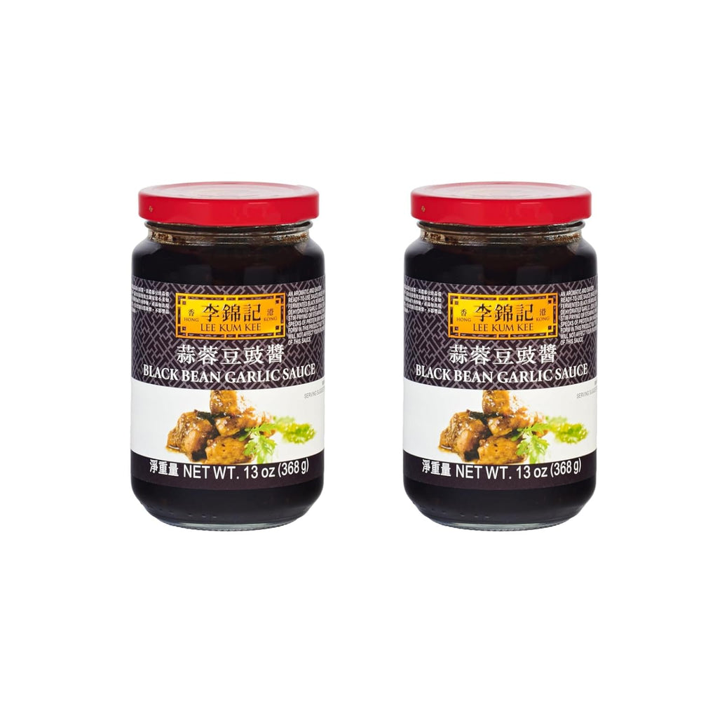 Lee Kum Kee Black Bean Garlic Sauce bottle highlights bold umami for stir-fries.