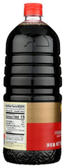 Lee Kum Kee label close-up emphasizes authentic brewing and color