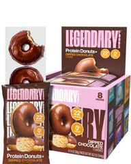 Legendary Foods Protein Donuts with dipped chocolate glaze for a satisfying high-protein snack.
