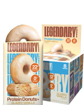 Legendary Foods Protein Donuts glazed vanilla pack highlights 22g protein and zero sugar.