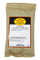 Legg's Old Plantation Hot Pork Sausage Seasoning packaging; ideal for large batches and no MSG