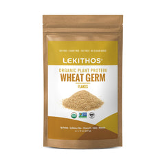 Bowl with Lekithos wheat germ flakes topped with fruit for a wholesome breakfast.