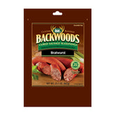LEM Backwoods Bratwurst seasoning packaging showcases premium fresh sausage flavor.