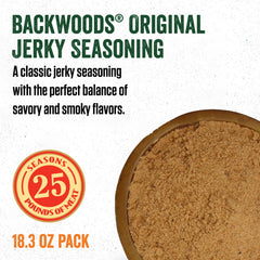 LEM Backwoods Original Jerky Seasoning cure packet included for consistent results