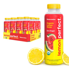 Lemon Perfect Watermelon bottle front with vibrant flavor promise
