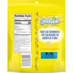 Lemonhead hard lemon candy in resealable bag front view, convenient for on-the-go moments