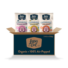 Lesserevil Himalayan Pink Salt bag shows light, fluffy kernels ready for a quick snack
