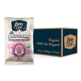 LesserEvil 3-pack popcorn packaging highlights simple, clean ingredients for a quick, satisfying snack.
