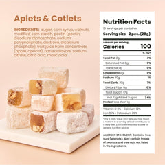 Liberty Orchards Aplets & Cotlets close-up of fruit and nuts, vibrant texture and flavor.