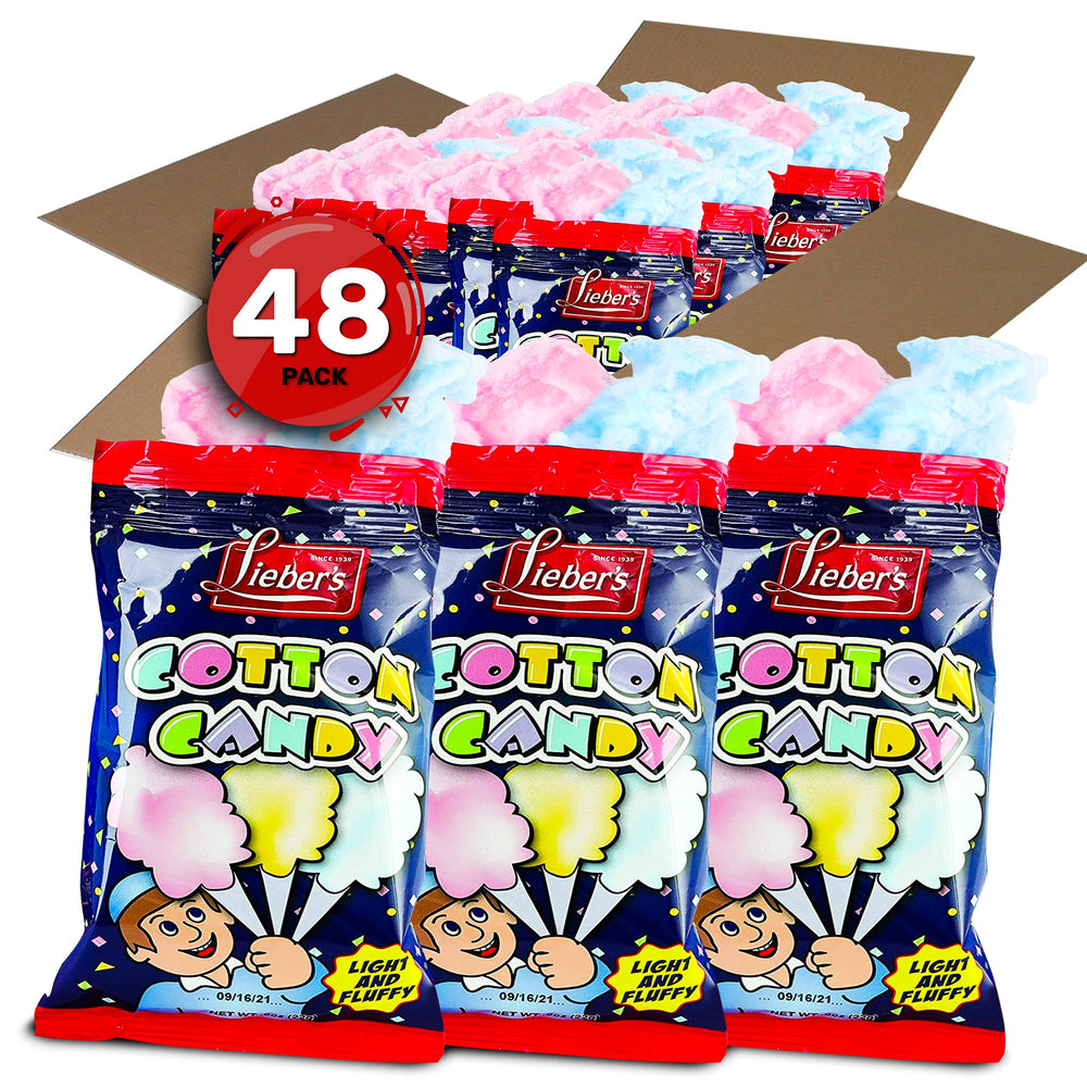 Lieber's Cotton Candy 48-pack on display for carnival-style celebrations