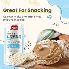 Lieber's Thin Rice Cakes with spread offer a wholesome snack option.