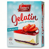 Our Lieber's unflavored gelatin powder box ready for versatile thickening