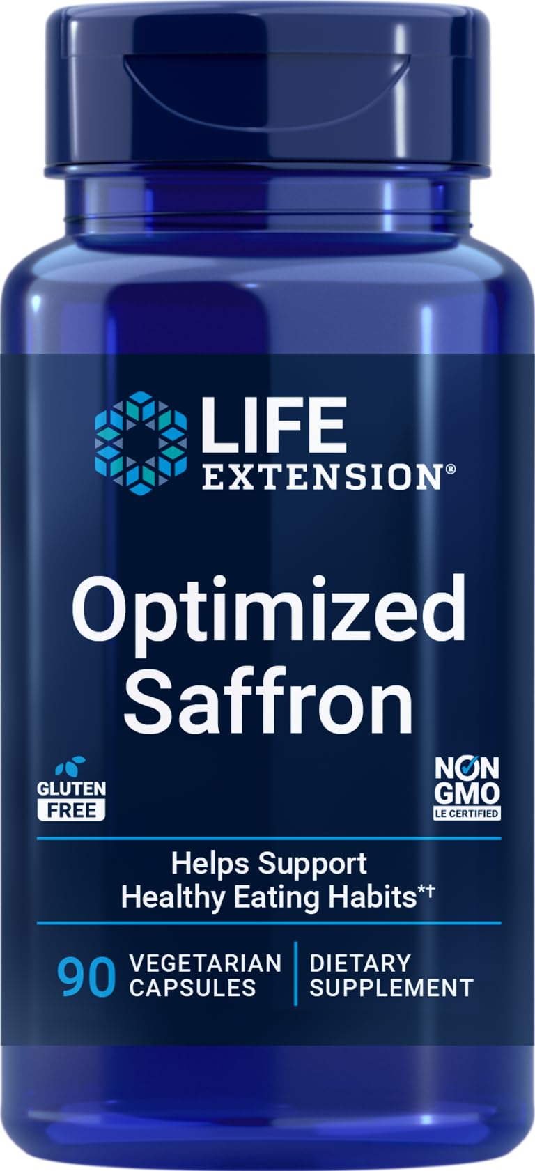Life Extension Optimized Saffron Extract Satiereal bottle for daily wellness.